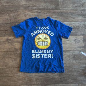 Boys blue funny short sleeve shirt